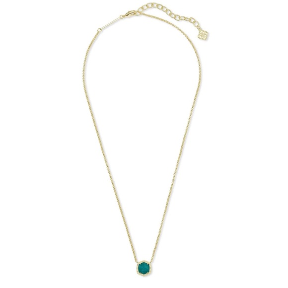 EUC [Kendra Scott] Davie Teal Green Amazonite Necklace, 14k Gold Over Brass - Picture 9 of 10